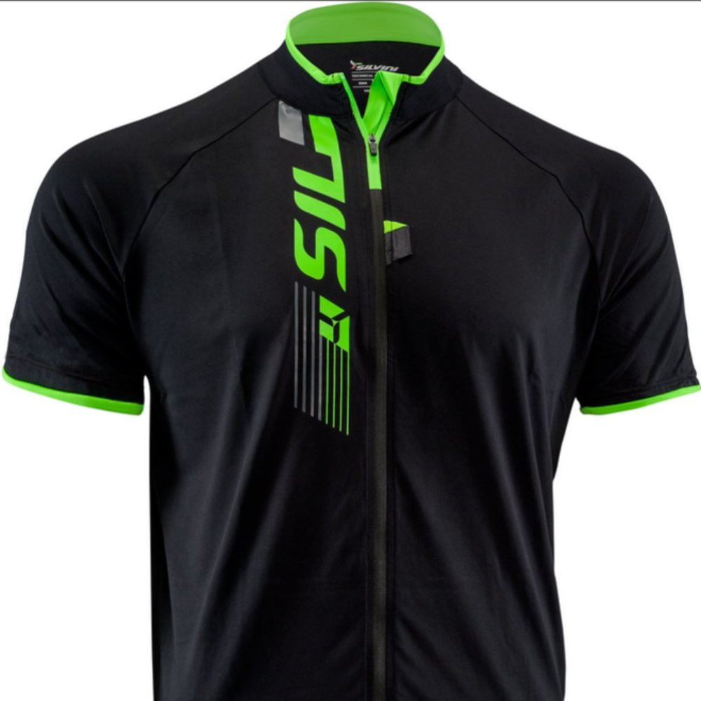 SILVINI Mens TURANO Cycling Mountain Bike Jersey Athletic Shirt Black/Green